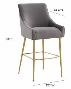 TOV Furniture Beatrix Velvet Bar Stool Home Dining Chairs & Stools -TOV Shop 3050518361 RLLZ 3