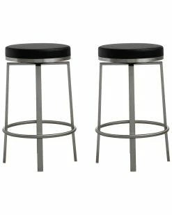 TOV Furniture Set Of 2 Pratt Swivel Counter Stools Home Dining Chairs & Stools
