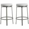 TOV Furniture Set Of 2 Pratt Swivel Counter Stools Home Dining Chairs & Stools