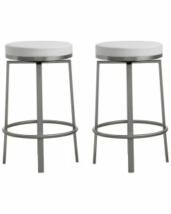 TOV Furniture Set Of 2 Pratt Swivel Counter Stools Home Dining Chairs & Stools