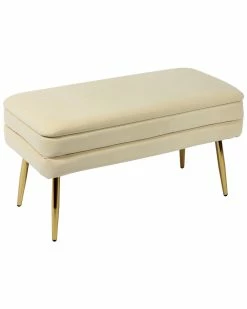 TOV Furniture Ziva Velvet Storage Bench Home Accent Chairs