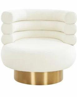 TOV Naomi Cream Velvet Swivel Chair Home Office Chairs