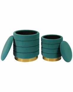 TOV Set Of 2 Teal Storage Ottomans Home Ottomans & Poufs -TOV Shop 3050550552 RLLZ 3