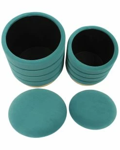 TOV Set Of 2 Teal Storage Ottomans Home Ottomans & Poufs -TOV Shop 3050550552 RLLZ 4
