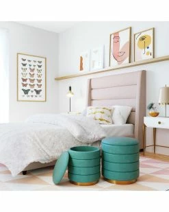 TOV Set Of 2 Teal Storage Ottomans Home Ottomans & Poufs -TOV Shop 3050550552 RLLZ 5