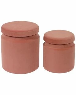 TOV Set Of 2 Blush Storage Ottomans Home Ottomans & Poufs