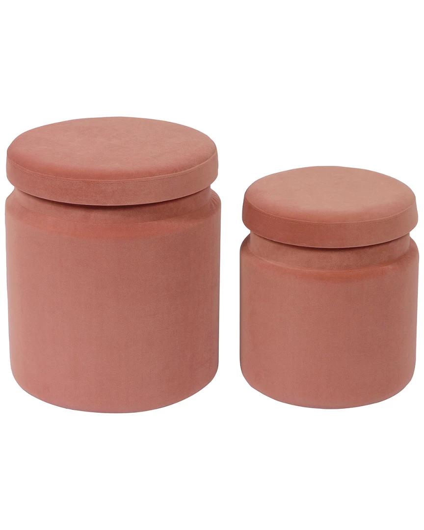TOV Set Of 2 Blush Storage Ottomans Home Ottomans & Poufs 1 TOV Set Of 2 Blush Storage Ottomans Home Ottomans & Poufs