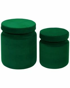 TOV Set Of 2 Green Storage Ottomans Home Ottomans & Poufs