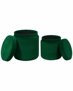 TOV Set Of 2 Green Storage Ottomans Home Ottomans & Poufs -TOV Shop 3050550556 RLLZ 3