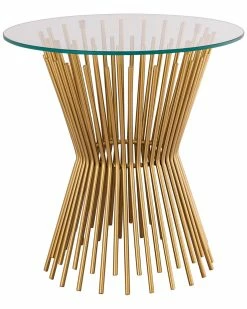 TOV Grace Glass Side Table Home Nightstands