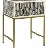 TOV Bone Inlay Side Table Home End & Side Tables