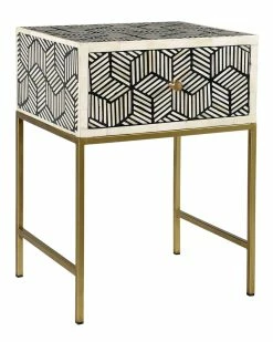 TOV Bone Inlay Side Table Home End & Side Tables