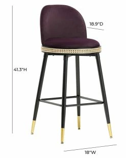 TOV Furniture Harley Velvet Bar Stool Home Dining Chairs & Stools -TOV Shop 3050596521 RLLZ 5