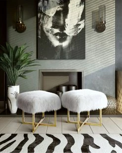 TOV Furniture Nomo Sheepskin Bench Home Accent Chairs -TOV Shop 3050618448 RLLZ 2