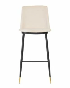 TOV Evora Cream Velvet Counter Stool (Set Of 2) Home Dining Chairs & Stools