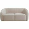 TOV Yara Pleated Beige Velvet Loveseat Home Sofas & Sectionals