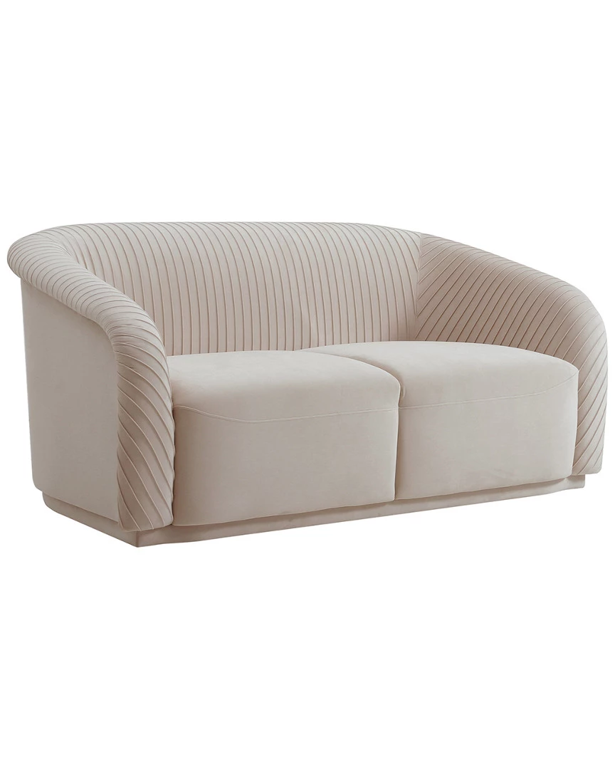 TOV Yara Pleated Beige Velvet Loveseat Home Sofas & Sectionals 2 TOV Yara Pleated Beige Velvet Loveseat Home Sofas & Sectionals - Image 2
