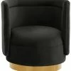 TOV Remy Black Velvet Swivel Chair Home Accent Chairs