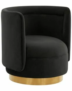 TOV Remy Black Velvet Swivel Chair Home Accent Chairs -TOV Shop 3050644843 RLLZ 2