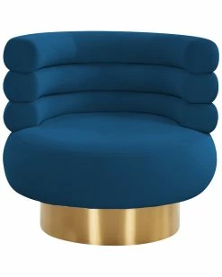 TOV Naomi Navy Velvet Swivel Chair Home Office Chairs