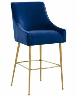 TOV Furniture Beatrix Velvet Bar Stool Home Dining Chairs & Stools