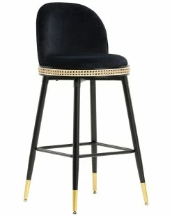 TOV Furniture Harley Velvet Bar Stool Home Dining Chairs & Stools