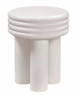 TOV Delta Ivory Concrete Side Table Home End & Side Tables