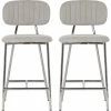 TOV Set Of 2 Ariana Grey Counter Stools Home Dining Chairs & Stools