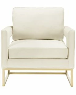 TOV Avery Cream Velvet Chair Home Accent Chairs