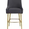 TOV Beatrix Pleated Grey Velvet Counter Stool Home Dining Chairs & Stools