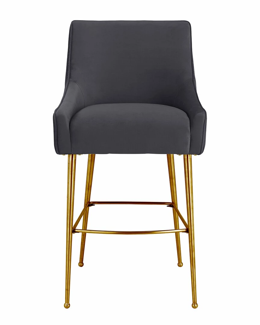 TOV Beatrix Pleated Grey Velvet Counter Stool Home Dining Chairs & Stools 1 TOV Beatrix Pleated Grey Velvet Counter Stool Home Dining Chairs & Stools