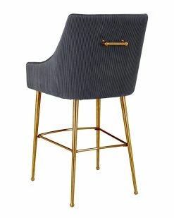 TOV Beatrix Pleated Grey Velvet Counter Stool Home Dining Chairs & Stools 6 TOV Beatrix Pleated Grey Velvet Counter Stool Home Dining Chairs & Stools -TOV Shop 3050786679 RLLZ 3