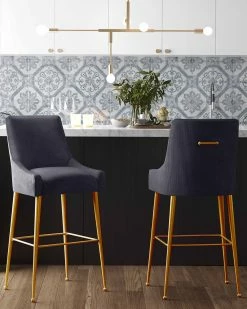 TOV Beatrix Pleated Grey Velvet Counter Stool Home Dining Chairs & Stools 7 TOV Beatrix Pleated Grey Velvet Counter Stool Home Dining Chairs & Stools -TOV Shop 3050786679 RLLZ 4