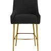 TOV Beatrix Pleated Black Velvet Bar Stool Home Dining Chairs & Stools