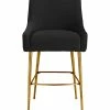 TOV Beatrix Pleated Black Velvet Counter Stool Home Dining Chairs & Stools