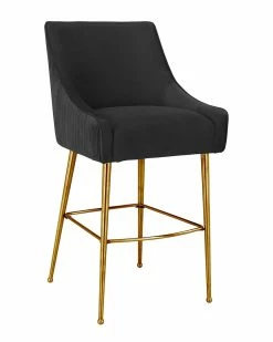 TOV Beatrix Pleated Black Velvet Counter Stool Home Dining Chairs & Stools 5 TOV Beatrix Pleated Black Velvet Counter Stool Home Dining Chairs & Stools -TOV Shop 3050786681 RLLZ 2