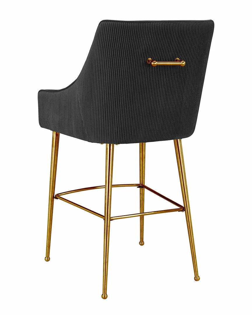 TOV Beatrix Pleated Black Velvet Counter Stool Home Dining Chairs & Stools 3 TOV Beatrix Pleated Black Velvet Counter Stool Home Dining Chairs & Stools - Image 3