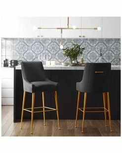 TOV Beatrix Pleated Black Velvet Counter Stool Home Dining Chairs & Stools 7 TOV Beatrix Pleated Black Velvet Counter Stool Home Dining Chairs & Stools -TOV Shop 3050786681 RLLZ 4