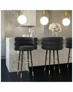 TOV Betty Black Velvet Counter Stool Home Dining Chairs & Stools -TOV Shop 3050786683 RLLZ 4