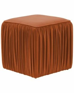 TOV Morgan Cognac Pleated Ottoman Home Ottomans & Poufs