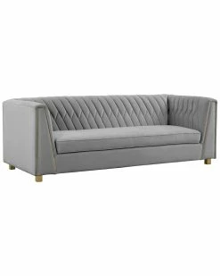 TOV Wafa Light Grey Velvet Sofa By Inspire Me! Home Decor Accent Chairs