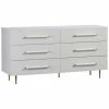 TOV Trident White 6 Drawer Dresser Home Dressers & Armoires
