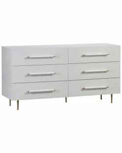TOV Trident White 6 Drawer Dresser Home Dressers & Armoires