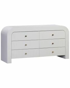 TOV Hump 6 Drawer White Dresser Home Dressers & Armoires