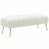 TOV Jessica Cream Velvet Bench Home Accent Chairs