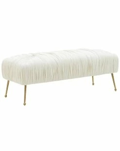TOV Jessica Cream Velvet Bench Home Accent Chairs