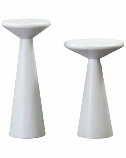 TOV Gianna Set Of 2 Concrete Accent Tables Home End & Side Tables
