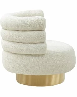 TOV Furniture Naomi Faux Shearling Swivel Chair Home Office Chairs Cream -TOV Shop 3050796937 RLLZ 3