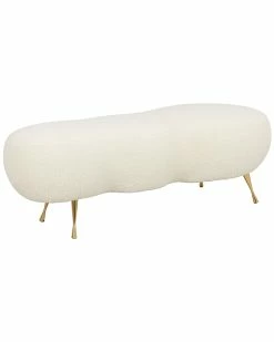 TOV Welsh Faux Sheepskin Bench Home Accent Chairs