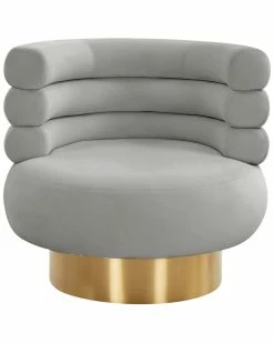 TOV Furniture Naomi Grey Velvet Swivel Chair Home Office Chairs Gray -TOV Shop 3050810813 RLLZ 1 1
